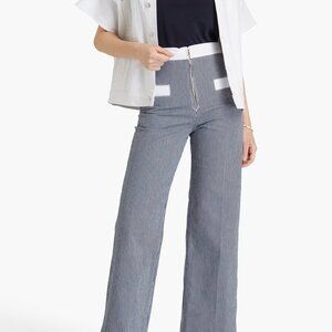 Sandro Women’s Pinstripe High Rise Wide Leg Jean - Size: US 8 - Orig: $370 Navy